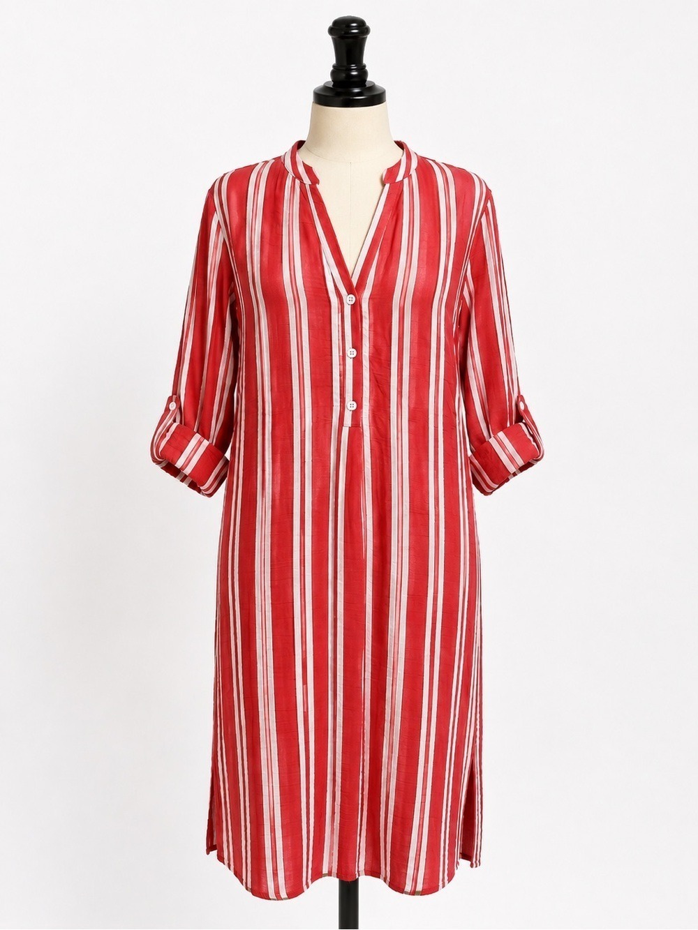 Chelsea & Theodore Striped Roll Tab Sleeve Tunic Dress Size L NWT